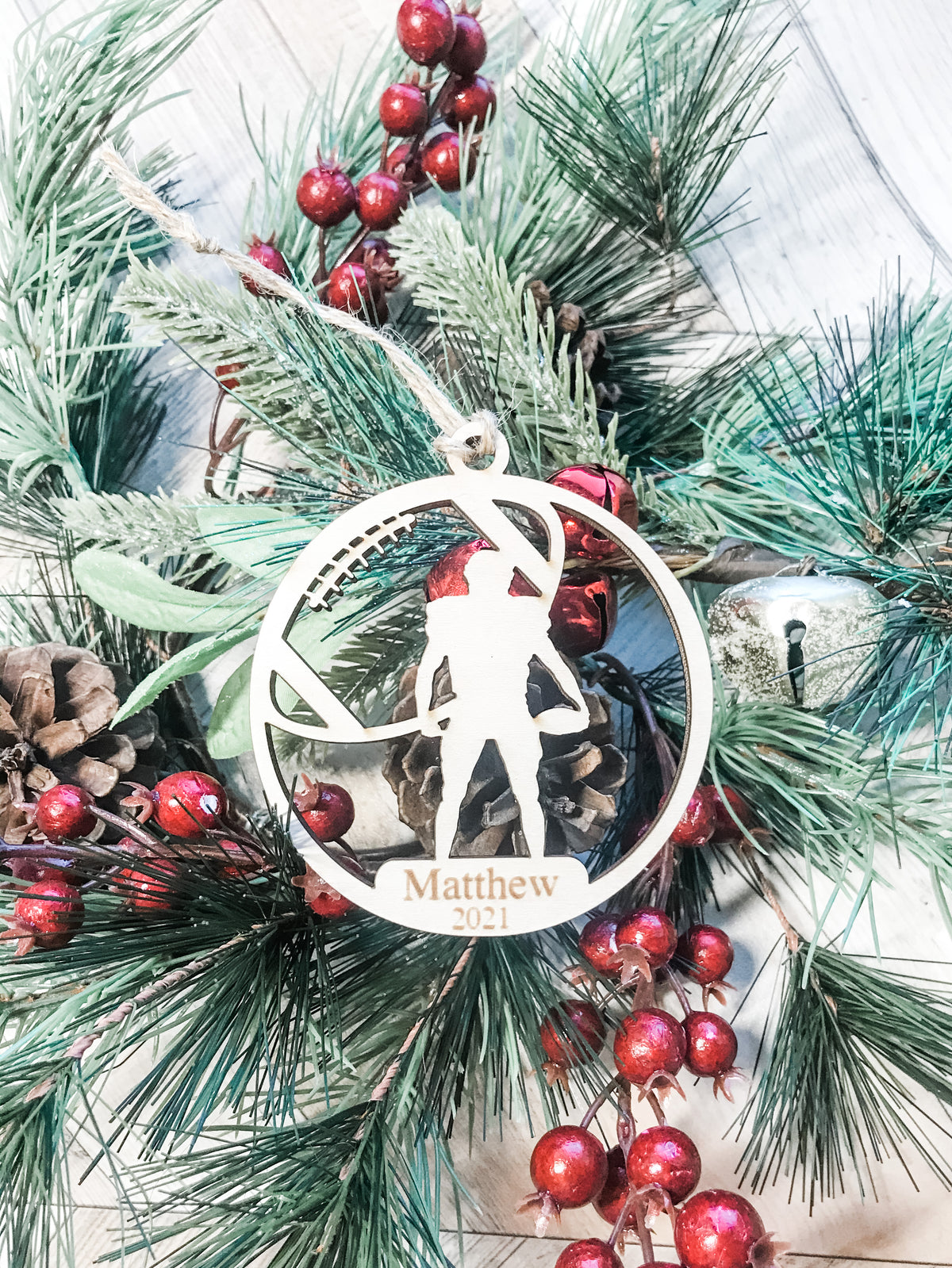 Personalized Wood Football Ornament Pick from 6 designs