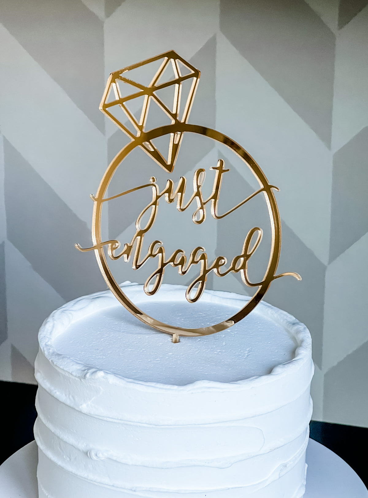 Just Engaged Ring Acrylic Wedding Cake Topper