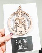 Custom Football Player Wood Ornament