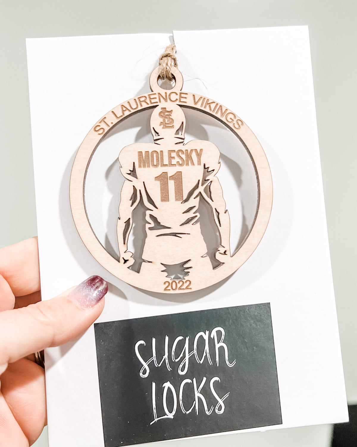 Custom Football Player Wood Ornament