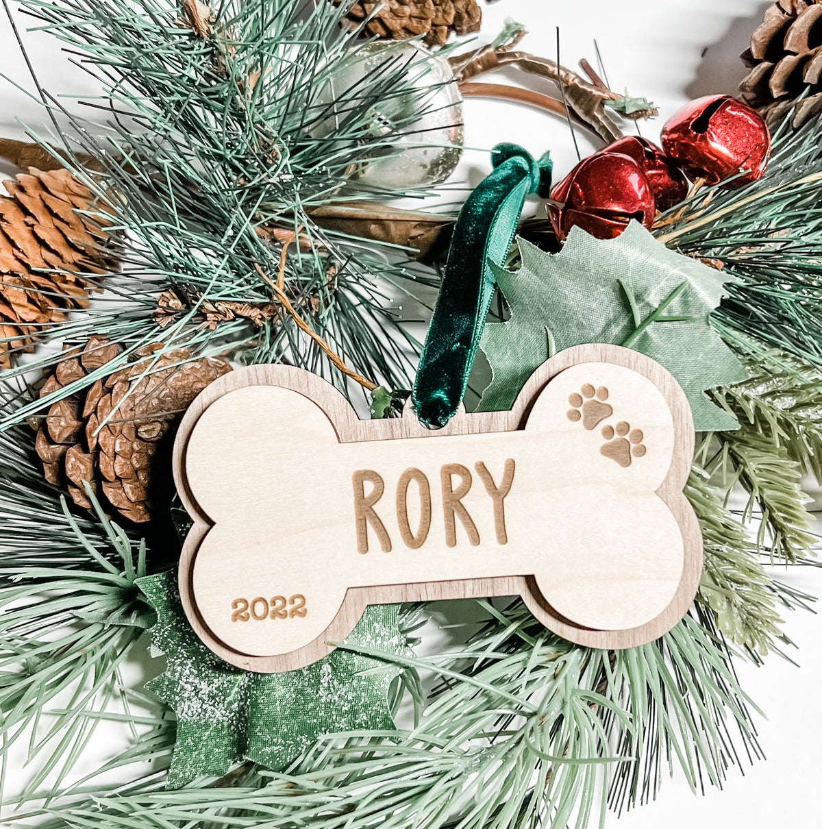 Dog Bone Personalized Wood Ornament