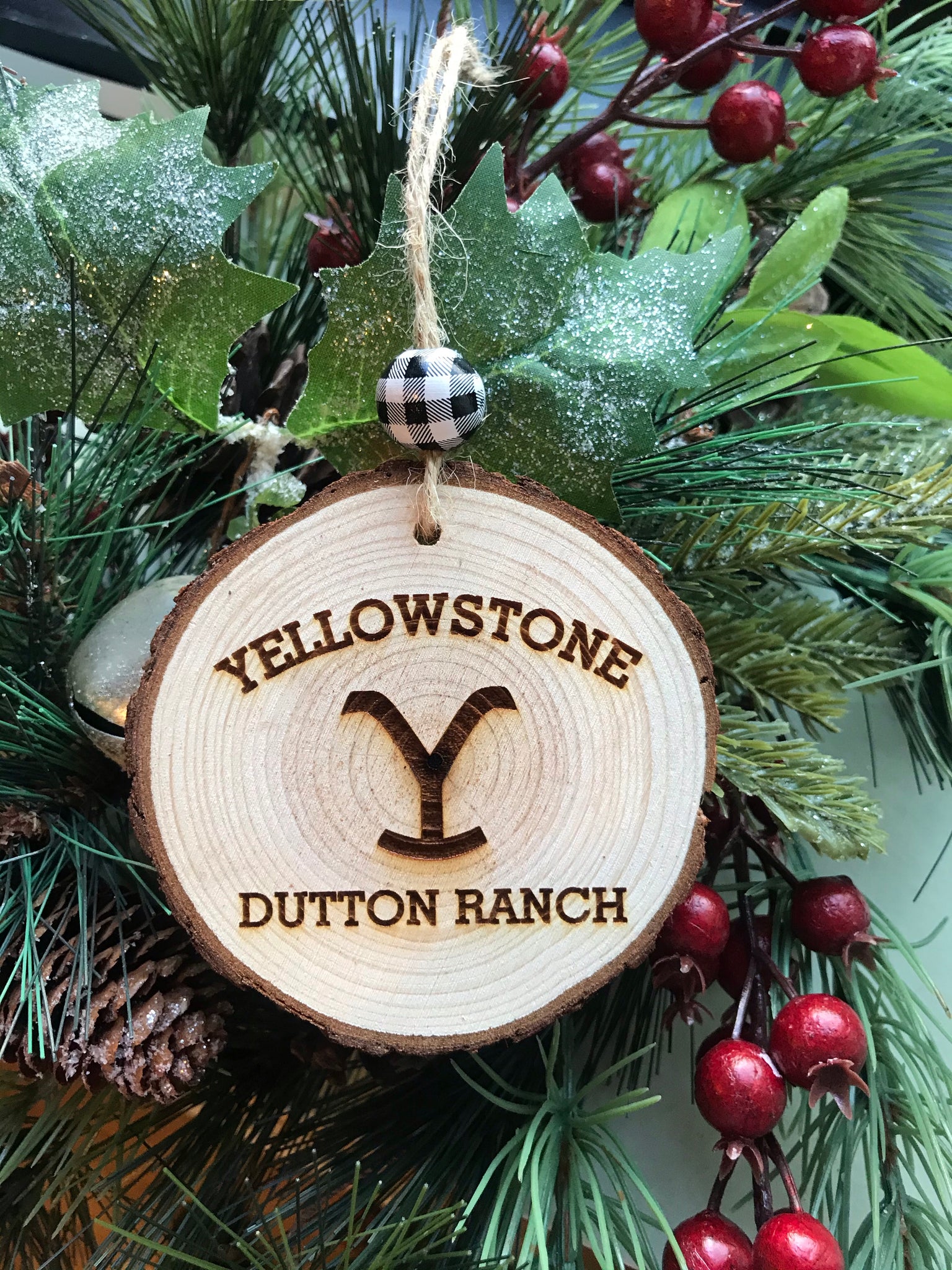 Yellowstone Dutton Ranch logo Engraved Wood Slice Ornament