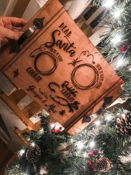 Personalized Wood Engraved Santa Tray