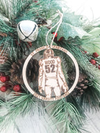 Custom Engraved Football Silhouette Player Wood Ornament