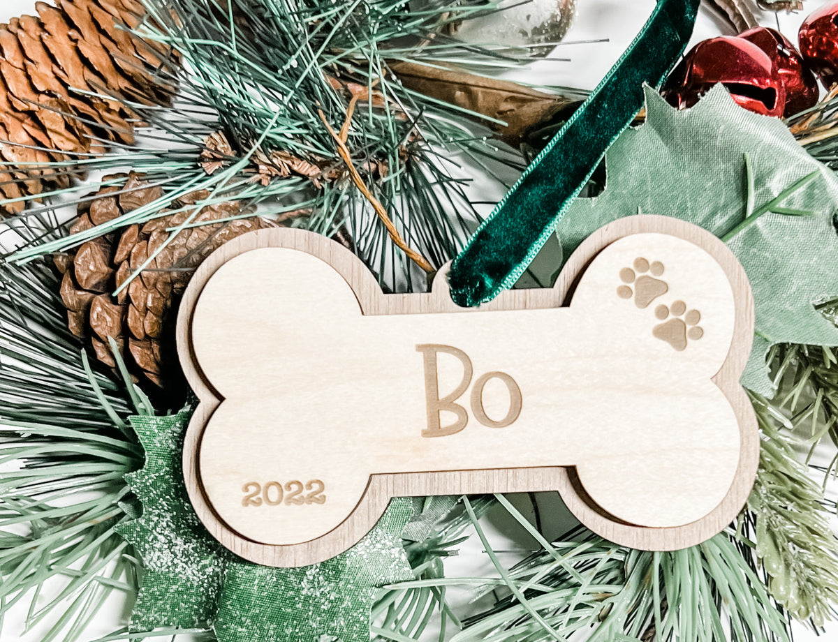 Dog Bone Personalized Wood Ornament