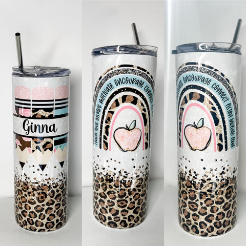 Personalize Teacher Leopard Tumbler