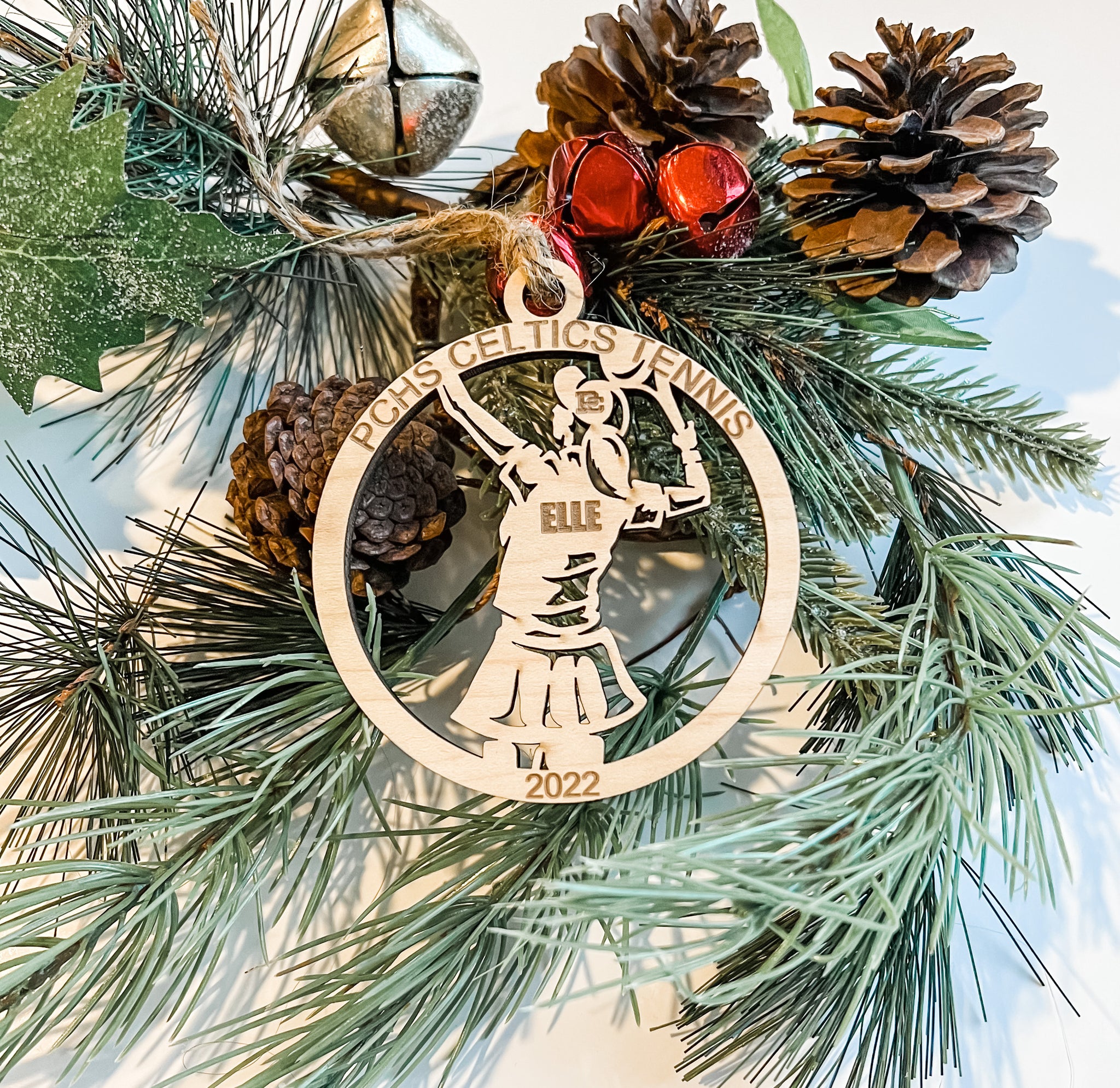 Custom Wood Ornament Boys/Girls Tennis Design for Providence Celtics