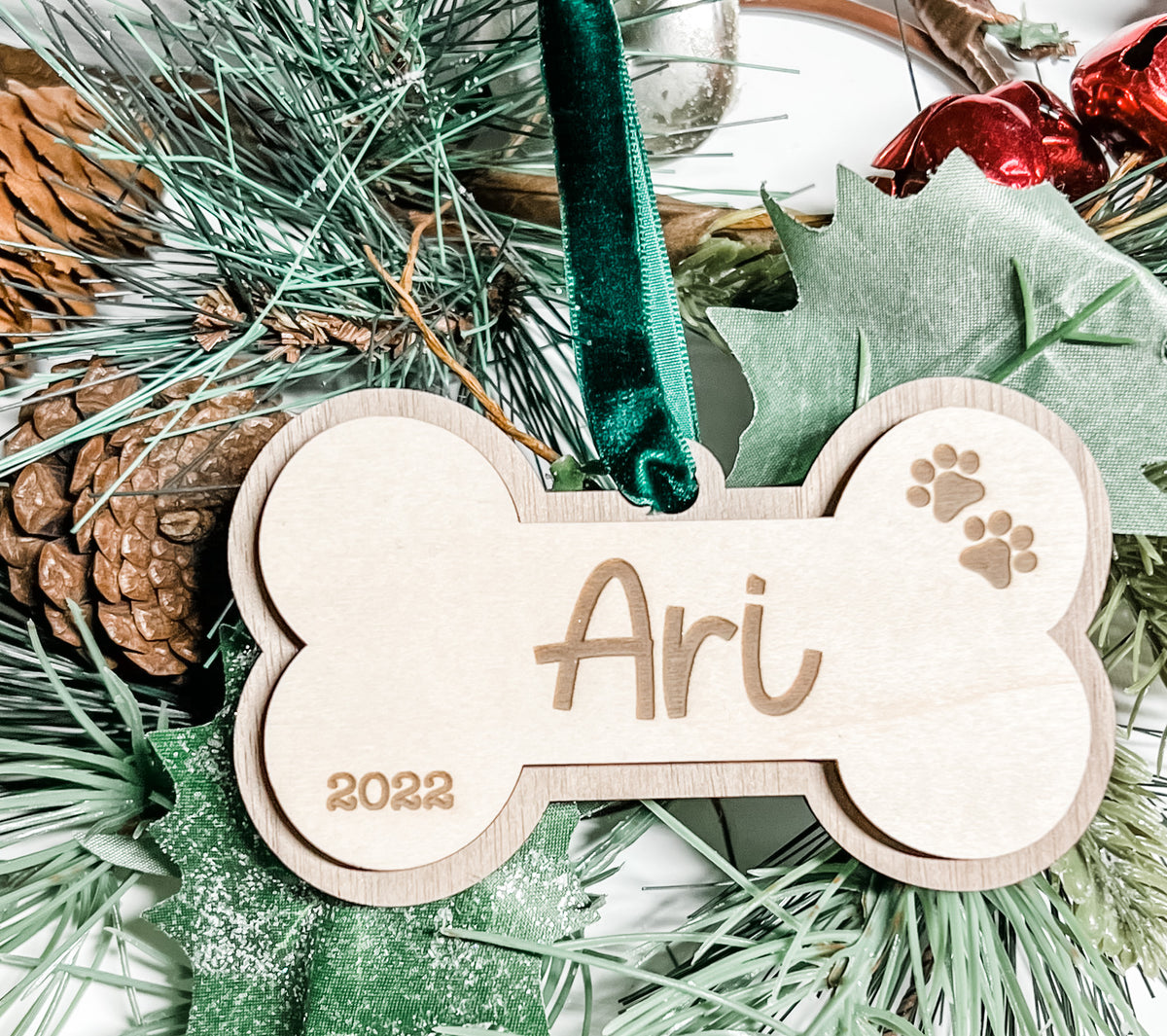 Dog Bone Personalized Wood Ornament