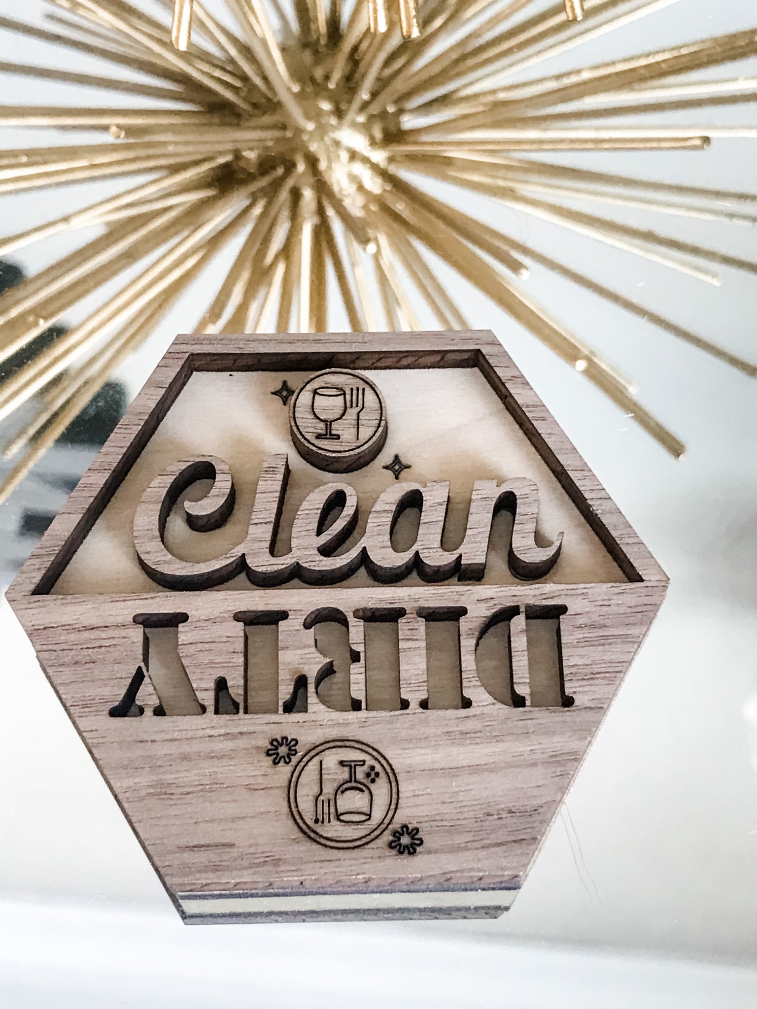 Dishwasher wood magnet Clean/Dirty