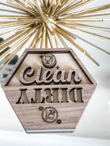 Dishwasher wood magnet Clean/Dirty