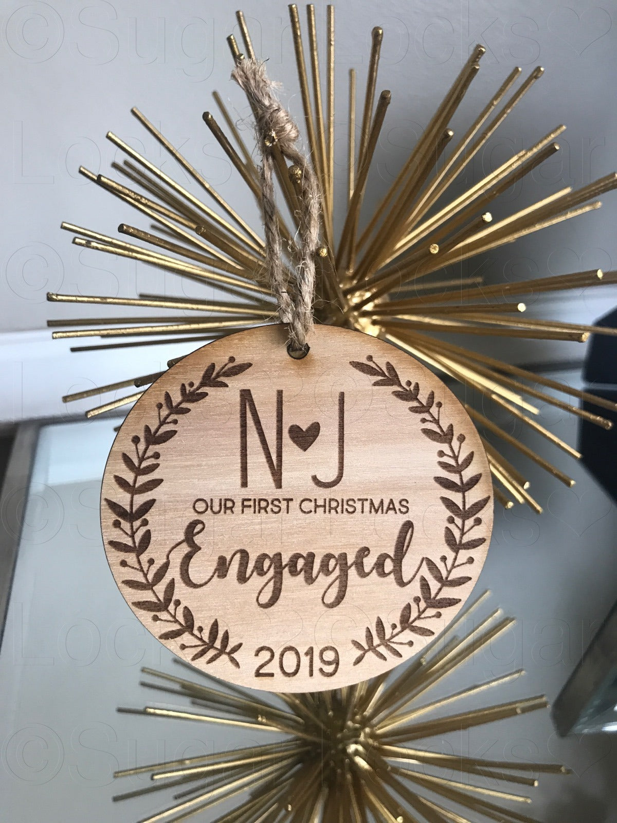 Our 1st Christmas Engaged Wood Ornament