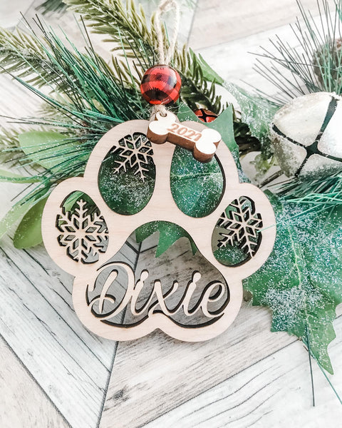 Personalized Laser Engraved Dog Paw Print