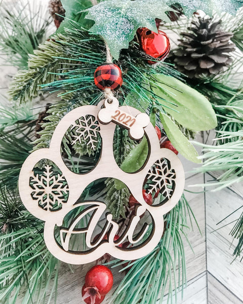 Personalized Laser Engraved Dog Paw Print
