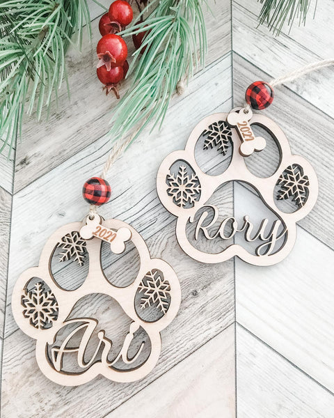 Personalized Laser Engraved Dog Paw Print