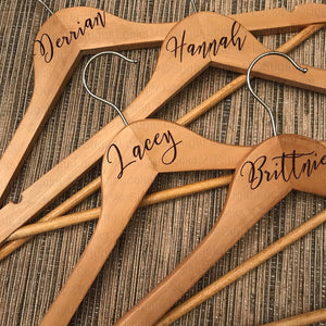 Simple Bridal Party Wood Hangers Custom Personalized