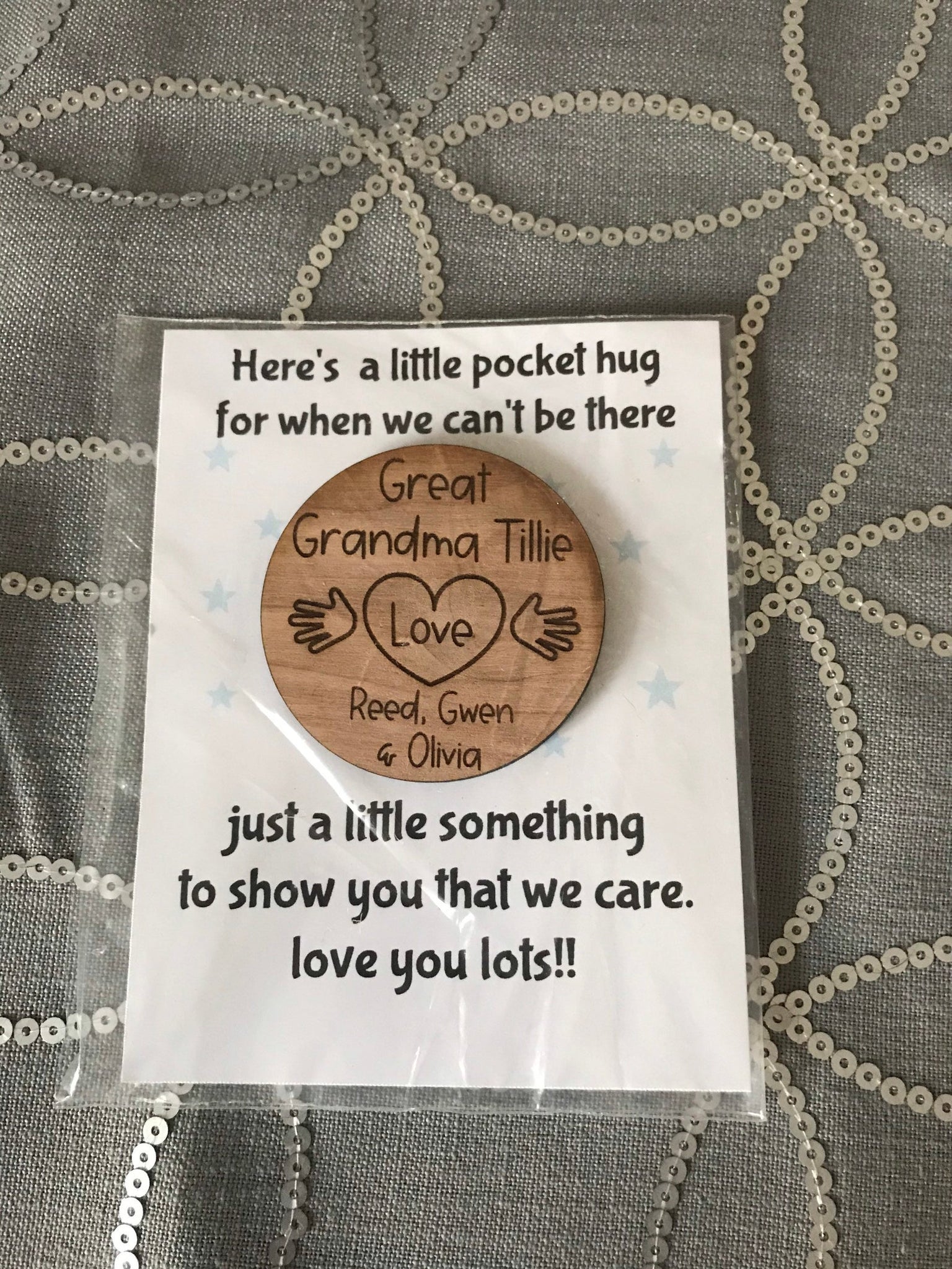 Pocket Hug Engraved Wooden Token Card Gift