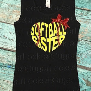 Softball Sister Glitter Tank Top