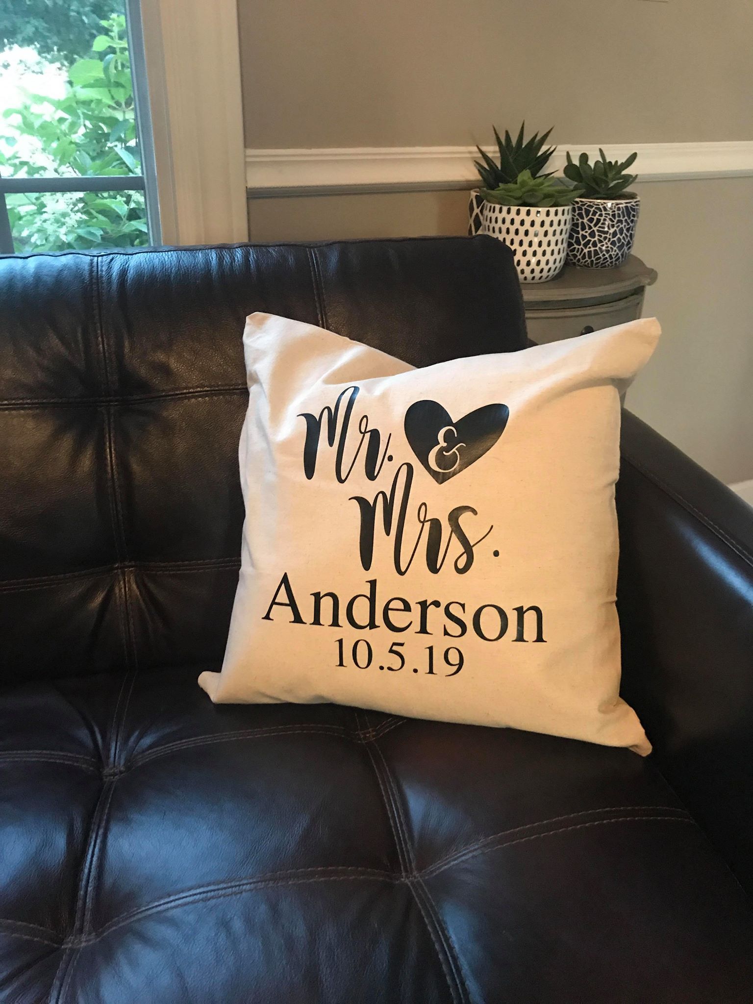 Mr. and Mrs. Established Date Custom Personalized Pillow cover